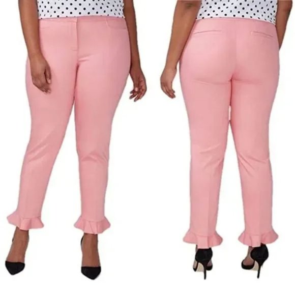 Lane Bryant The Allie Pink Ruffle Hem Pants - Picture 1 of 16